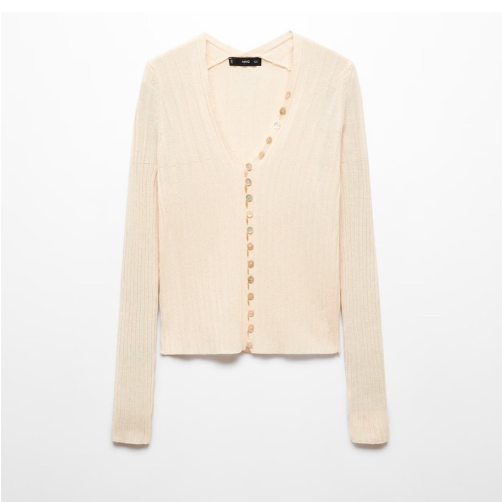 Mango Cream Ribbed Knit Sweater - Picture 6 of 6